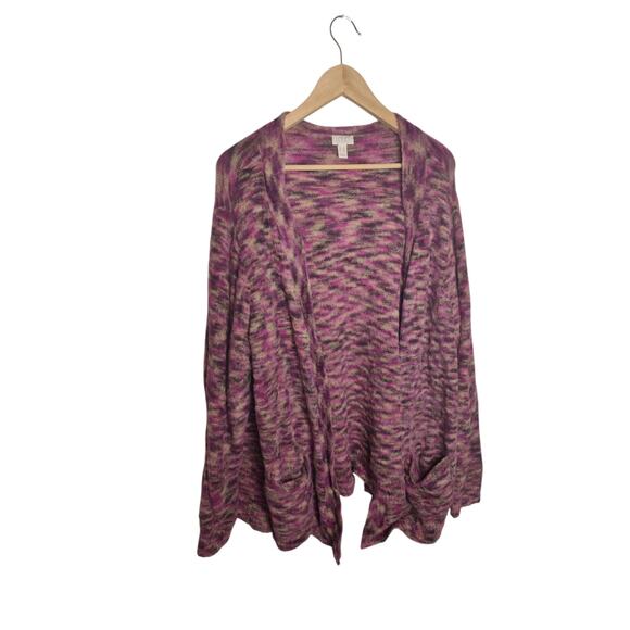 LOGO Lori Goldstein Marled Eyelash Open Cardigan 1X - Picture 1 of 7